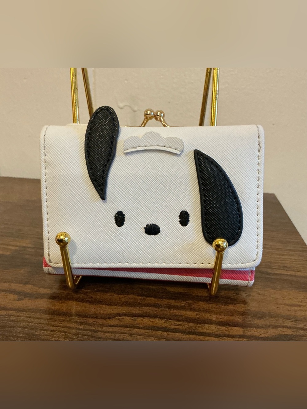 A Rare HTF From Japan Sanrio 2020 Pochacco trifold Faux Leather Kisslock Wallet